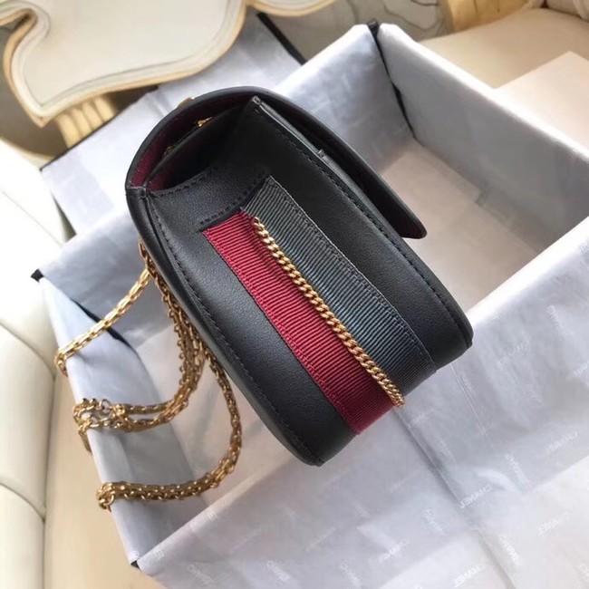 Chanel Original 2.55 Handbag Calfskin & Gold-Tone Metal A37586 black