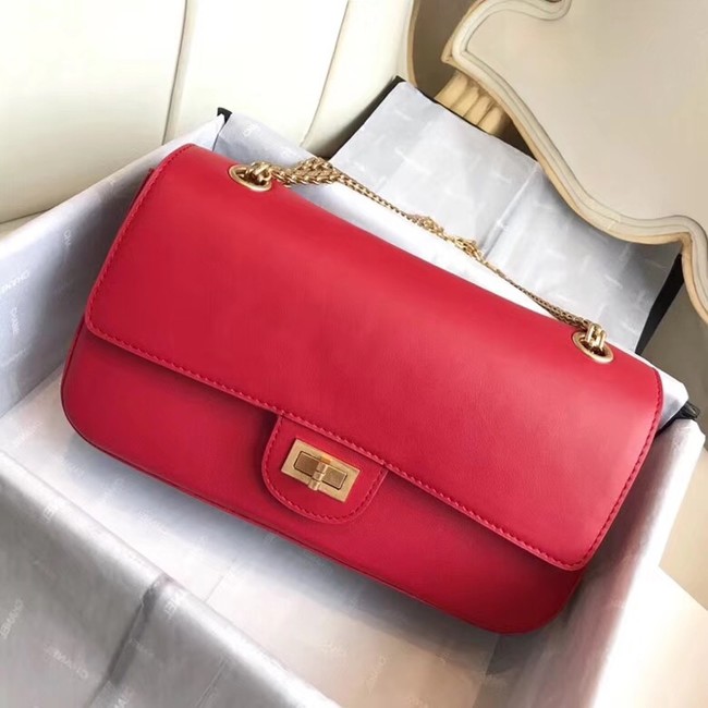 Chanel Original 2.55 Handbag Calfskin & Gold-Tone Metal A37586 red