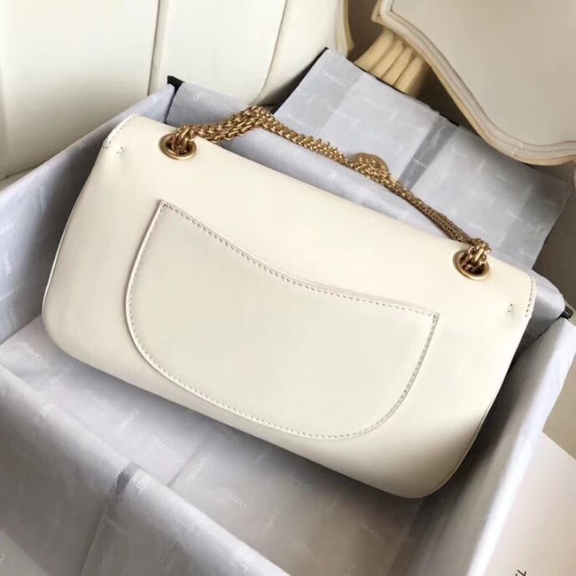 Chanel Original 2.55 Handbag Calfskin & Gold-Tone Metal A37586 white