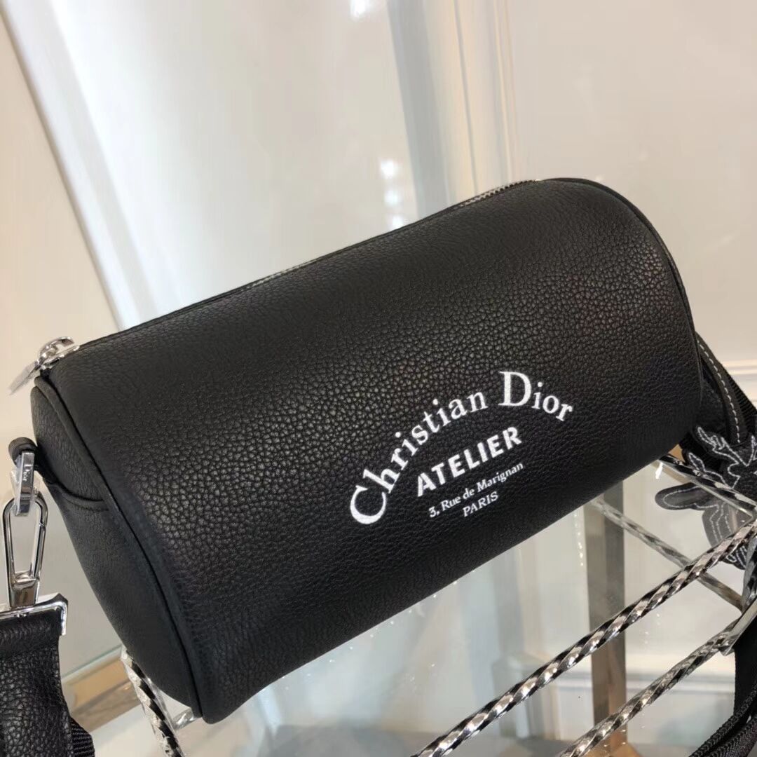 Dior Original GRAINED CALFSKIN ROLLER POUCH WITH ATELIER PRINT 1ATPO061 Black	