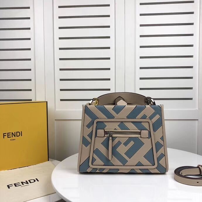 Fendi KAN I LOGO Handbag 8BS087 grey&Light blue