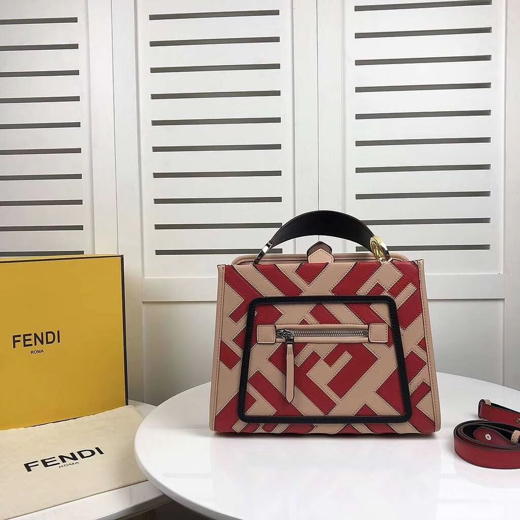 Fendi KAN I LOGO Handbag 8BS087 red&pink