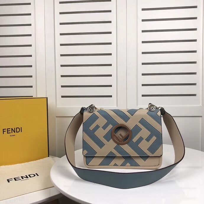 Fendi KAN I LOGO Handbag 8BS089 grey&Light blue