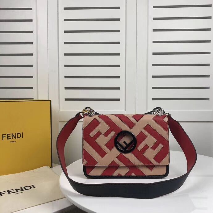 Fendi KAN I LOGO Handbag 8BS089 red&pink