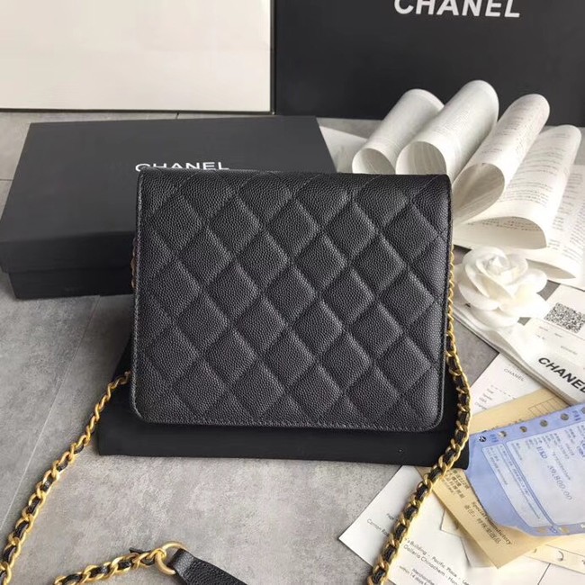 BOY CHANEL Clutch with Chain A84433 black