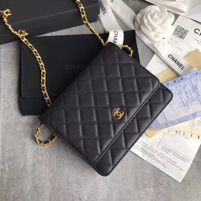 BOY CHANEL Clutch with Chain A84433 black