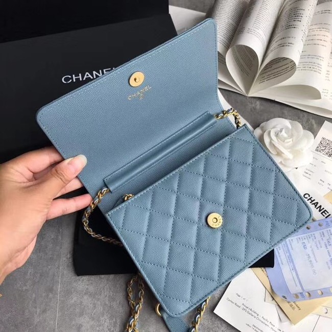 BOY CHANEL Clutch with Chain A84433 blue