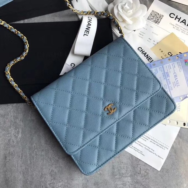 BOY CHANEL Clutch with Chain A84433 blue