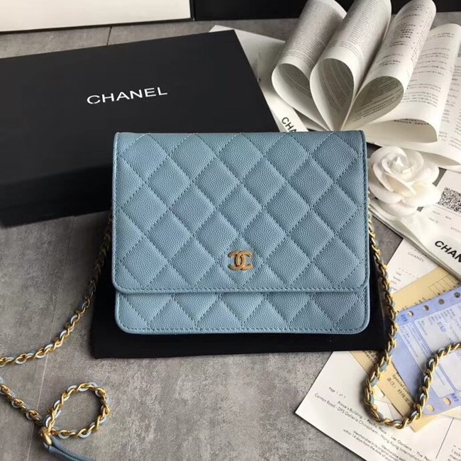 BOY CHANEL Clutch with Chain A84433 blue