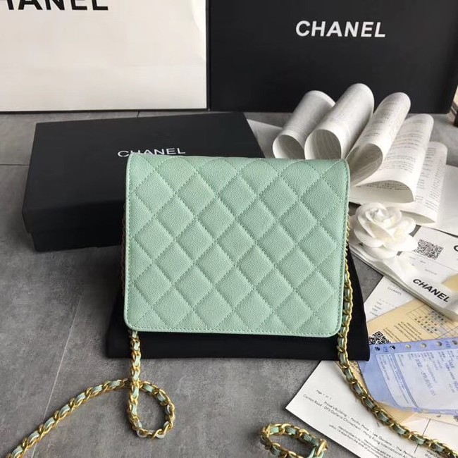 BOY CHANEL Clutch with Chain A84433 green