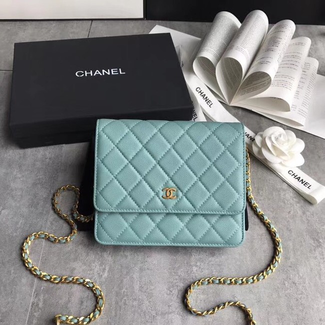 BOY CHANEL Clutch with Chain A84433 sky blue