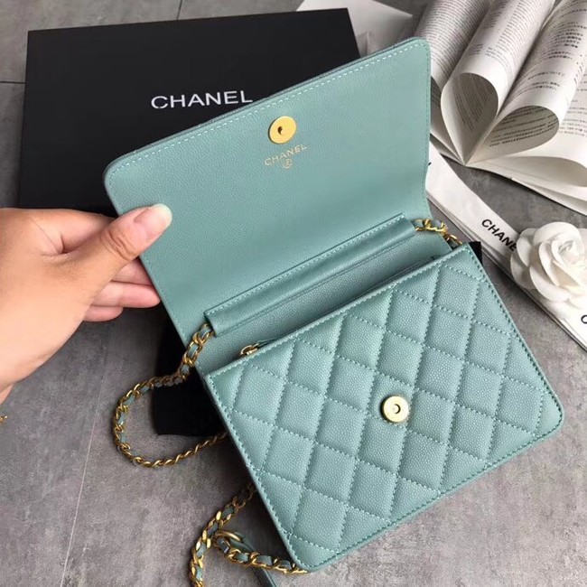 BOY CHANEL Clutch with Chain A84433 sky blue