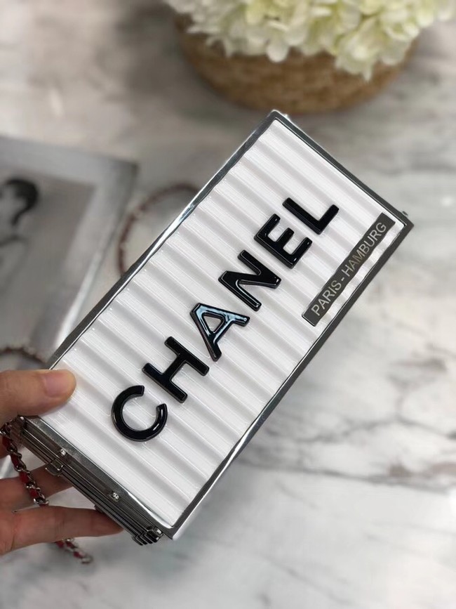 Chanel Minaudiere Resin & Silver-Tone Metal A94670 white