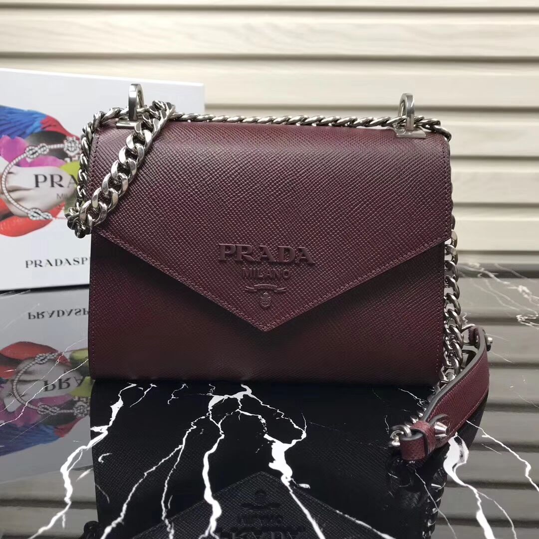 Prada Monochrome Saffiano leather bag 1BD127 fuchsia