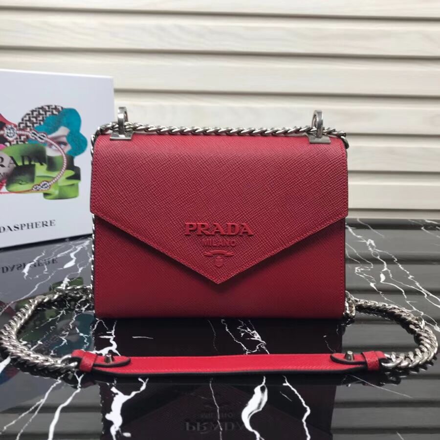 Prada Monochrome Saffiano leather bag 1BD127 red