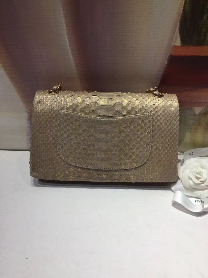 Chanel Classic Handbag Python & Gold-Tone Metal A01112 gold