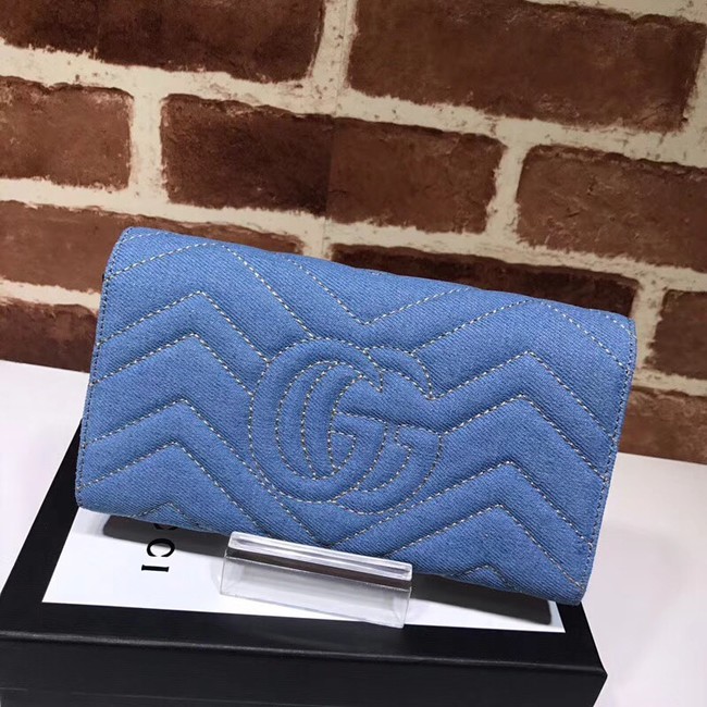 Gucci GG Marmont Denim Wallet B443436 blue