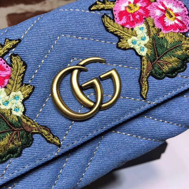 Gucci GG Marmont Denim Wallet B443436 blue