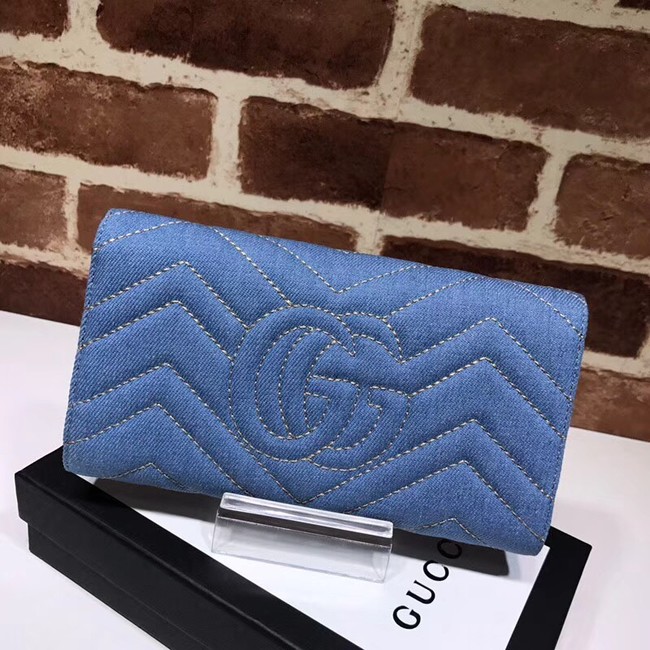 Gucci GG Marmont Denim Wallet C443436 blue