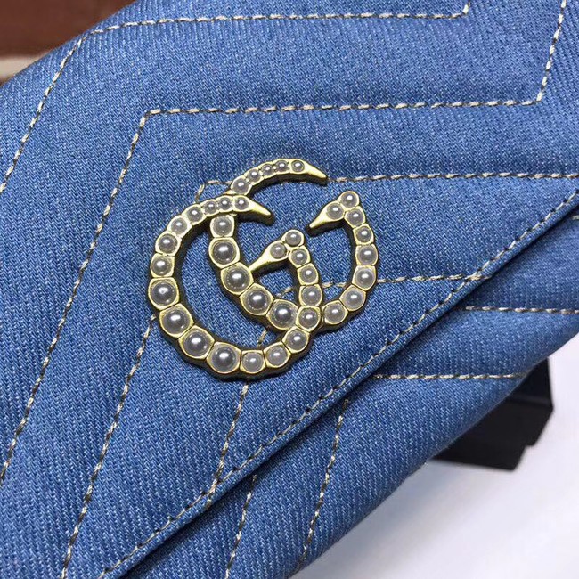 Gucci GG Marmont Denim Wallet C443436 blue