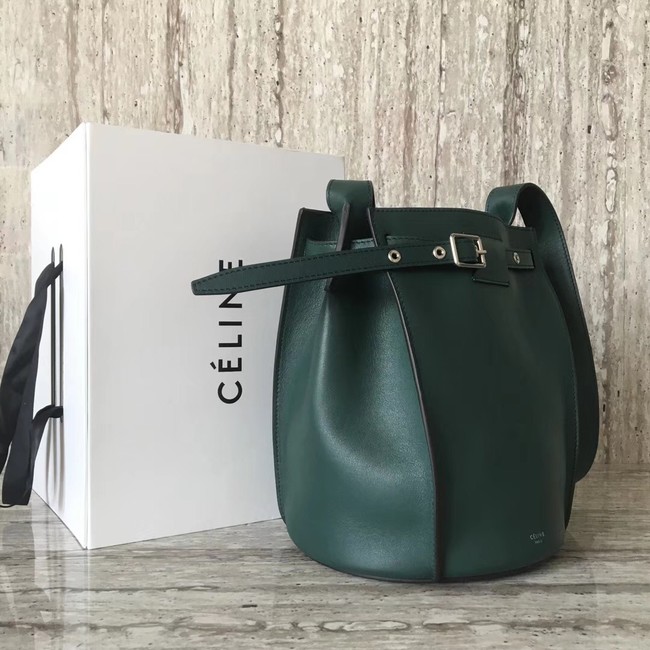 CELINE BIG BAG BUCKET IN SUPPLE GRAINED CALFSKIN 55428 green