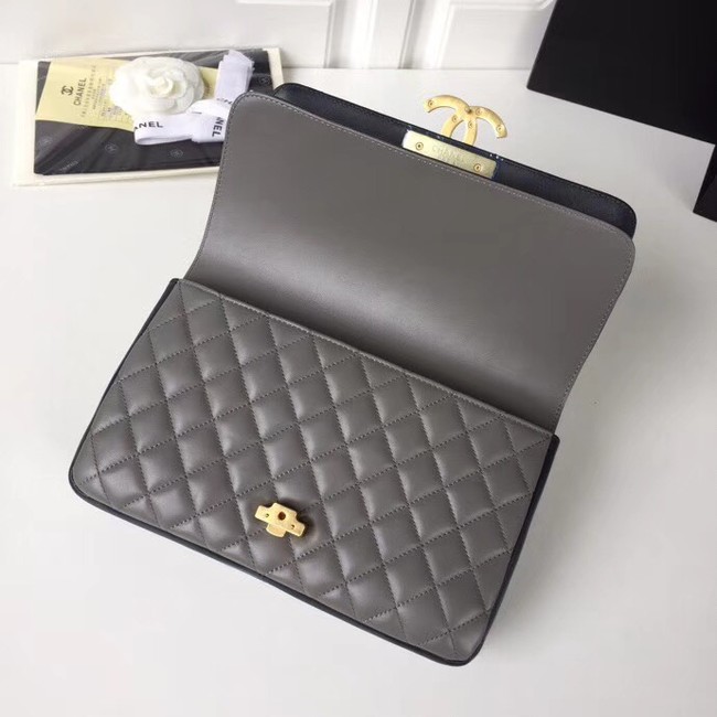 Chanel Original Flap Bag Lambskin & Gold-Tone Metal A57276 grey