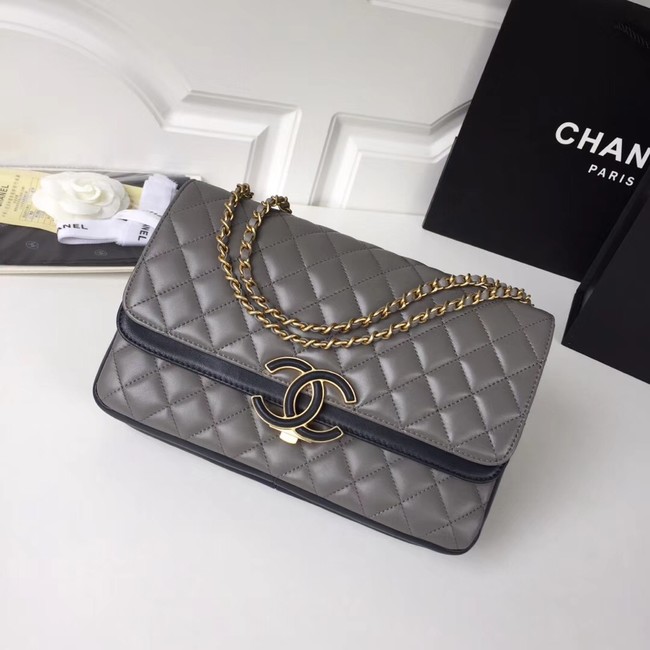 Chanel Original Flap Bag Lambskin & Gold-Tone Metal A57276 grey