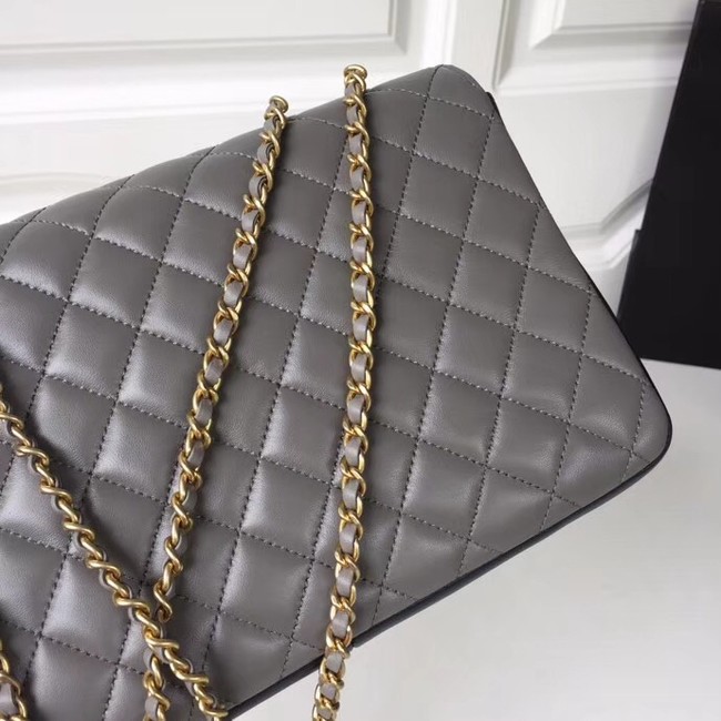 Chanel Original Flap Bag Lambskin & Gold-Tone Metal A57276 grey