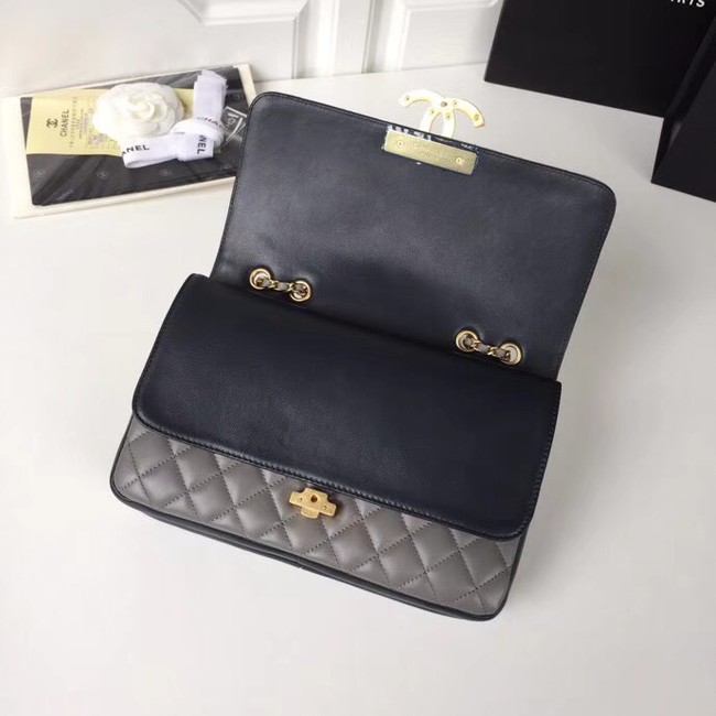 Chanel Original Flap Bag Lambskin & Gold-Tone Metal A57276 grey