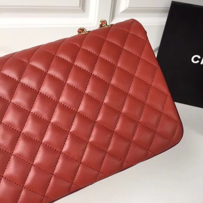 Chanel Original Flap Bag Lambskin & Gold-Tone Metal A57276 red