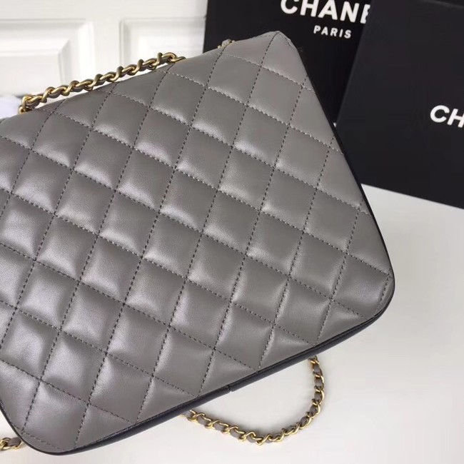 Chanel Original Flap Bag Lambskin & Gold-Tone Metal A57277 grey