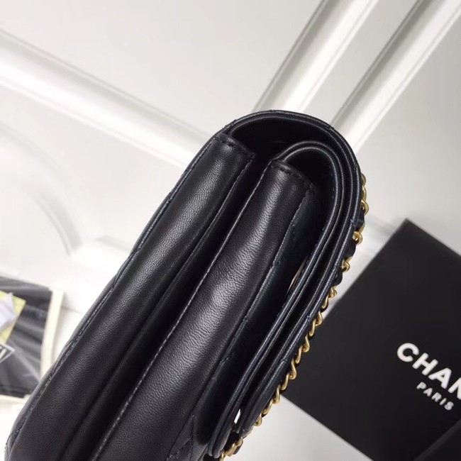 Chanel Original Flap Bag Lambskin & Gold-Tone Metal A57277 navy blue
