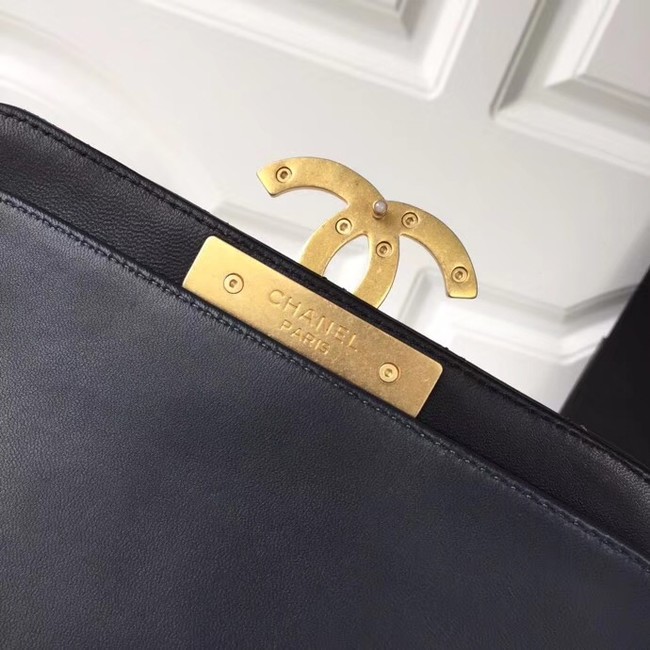 Chanel Original Flap Bag Lambskin & Gold-Tone Metal A57277 navy blue