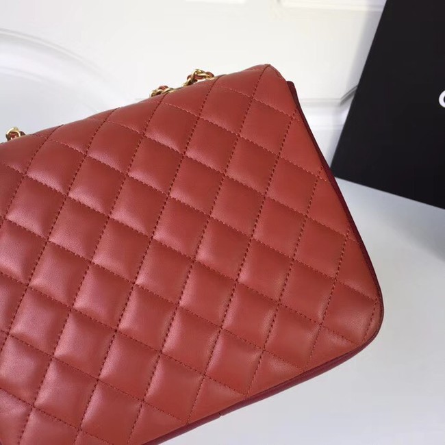 Chanel Original Flap Bag Lambskin & Gold-Tone Metal A57277 red