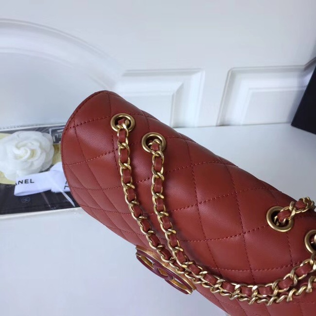 Chanel Original Flap Bag Lambskin & Gold-Tone Metal A57277 red