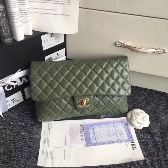 CHANEL Original Clutch Lambskin A57650 green