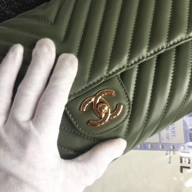 CHANEL Original Clutch Lambskin V57650 green