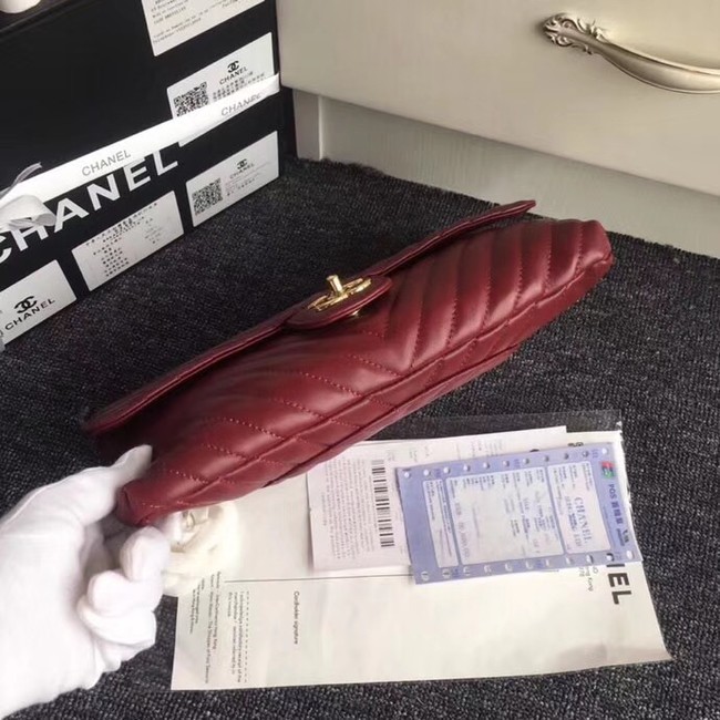 CHANEL Original Clutch Lambskin V57650 red