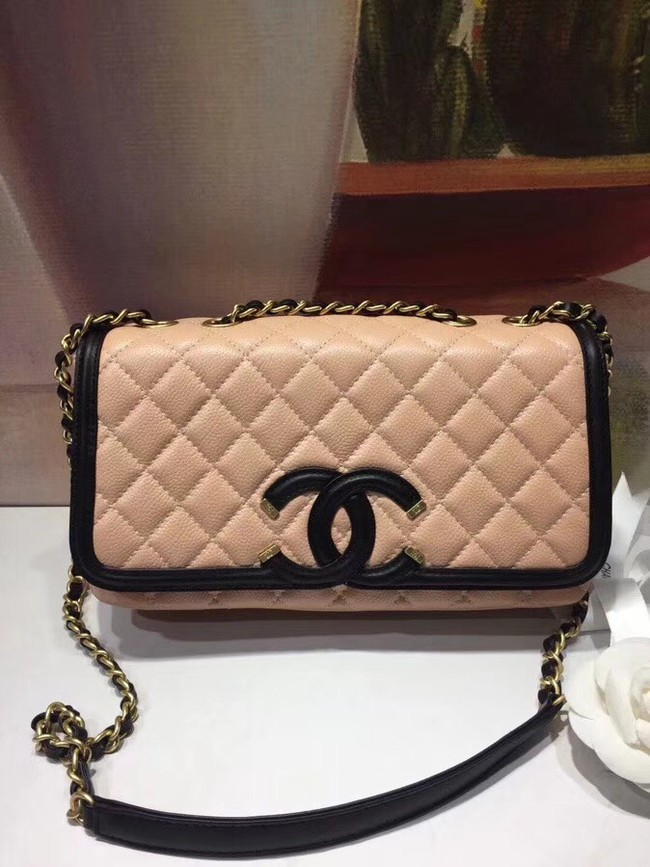 CHANEL Original Clutch with Chain A85533 light pink