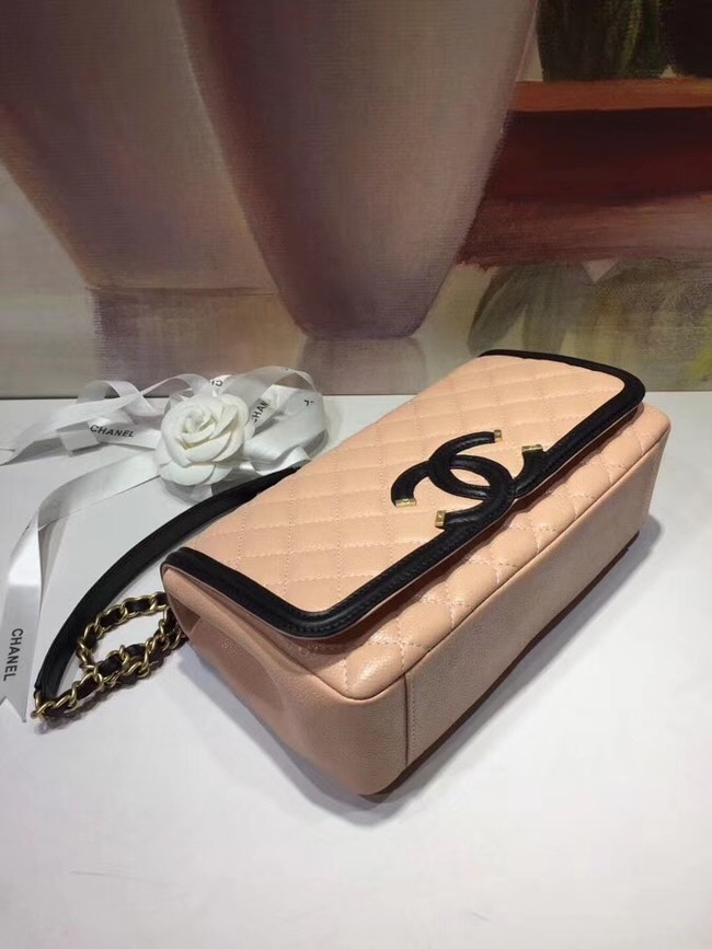 CHANEL Original Clutch with Chain A85533 light pink