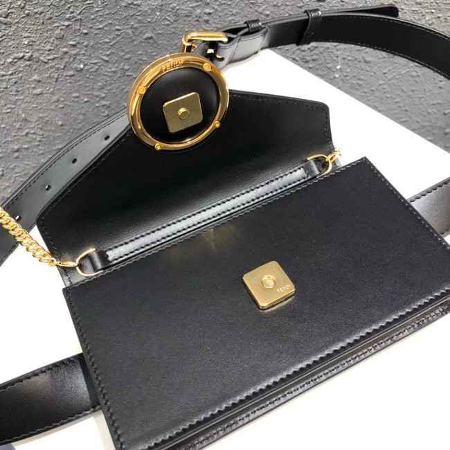 FENDI Kan I Leather Pocket Bag 13163 black