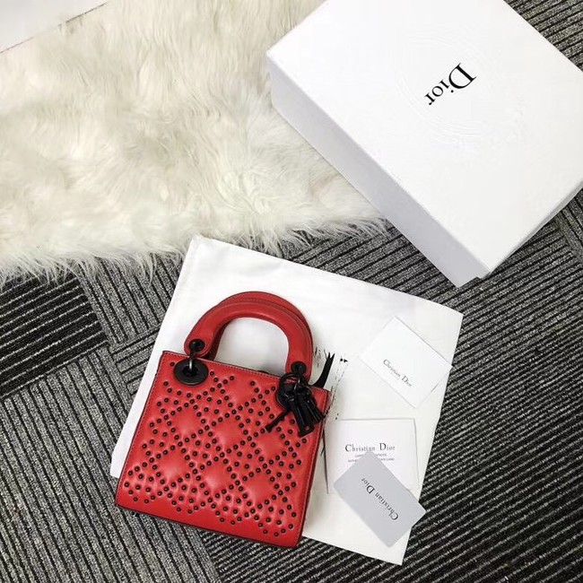 MINI LADY DIOR BAG CALFSKIN M0598S red