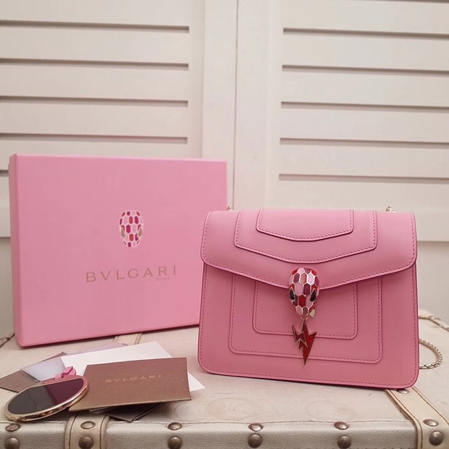 BVLGARI Serpenti Forever Flap Cover leather bag 34559 pink