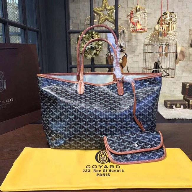 Goyard Y Doodling Calfskin Leather Tote Bag 36987 dark blue