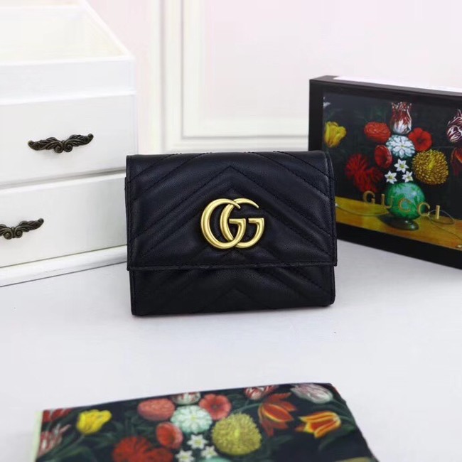 Gucci GG Marmont Velvet leather matelasse wallet 474802 black