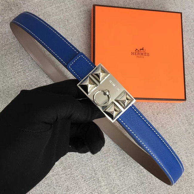 Hermes Collier de Chien belt buckle & Reversible leather strap 24 mm H0521 blue