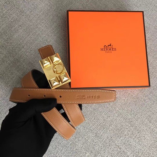 Hermes Collier de Chien belt buckle & Reversible leather strap 24 mm H0521 brown