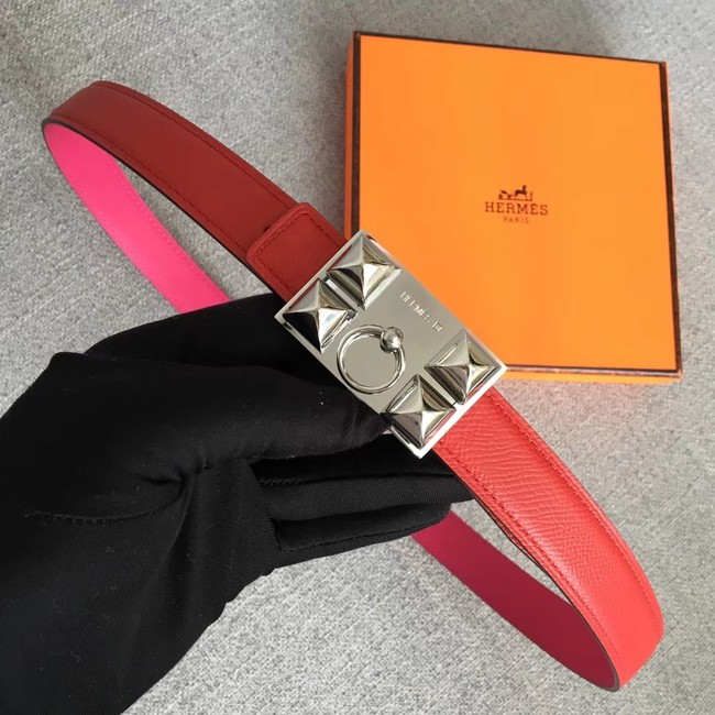 Hermes Collier de Chien belt buckle & Reversible leather strap 24 mm H0521 red