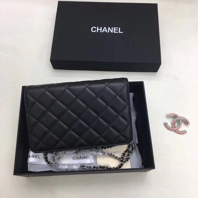 Chanel Clutch with Chain 6851 black silver chain