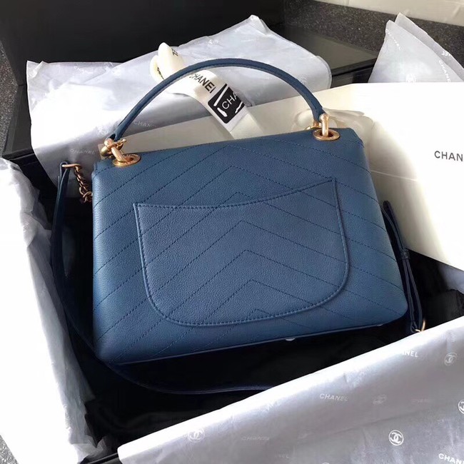 Chanel Flap Bag with Top Handle Original A57147 blue